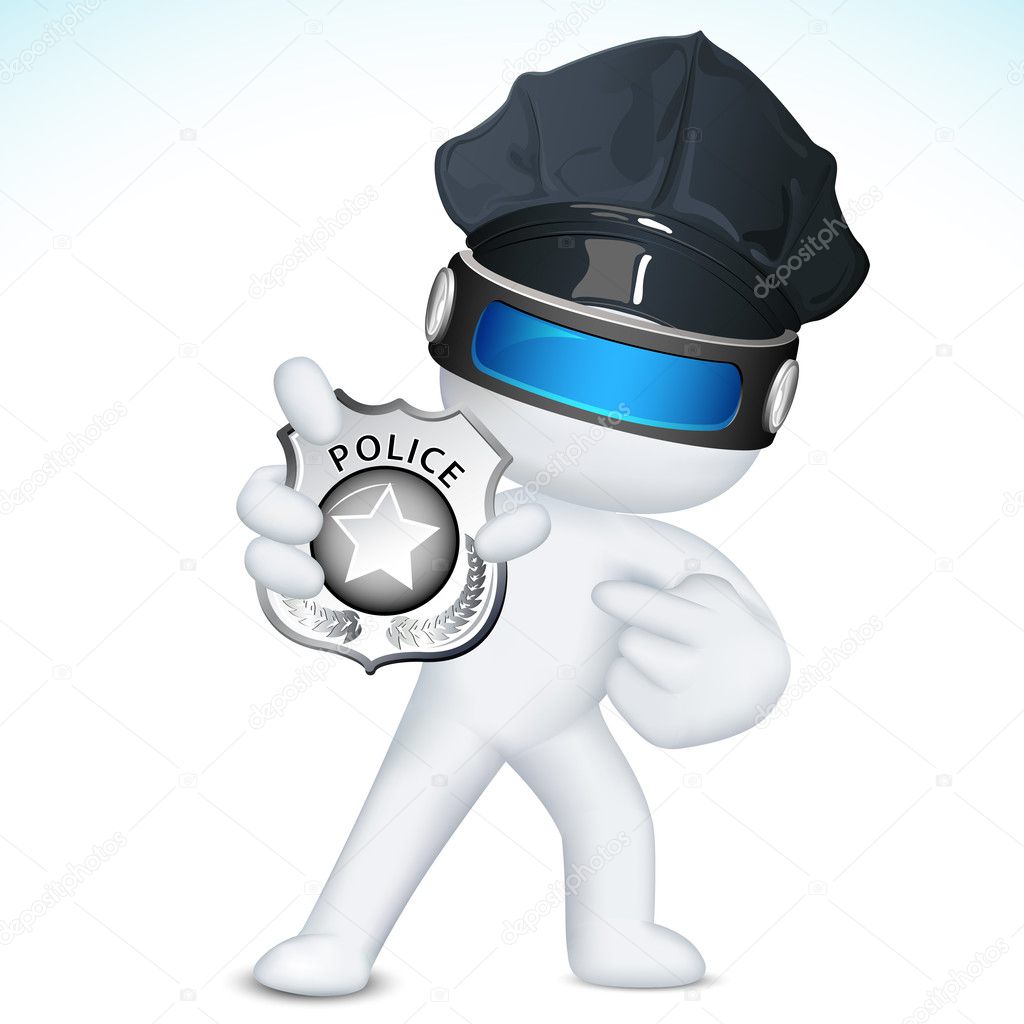 3d Man in Vector showing Police Badge