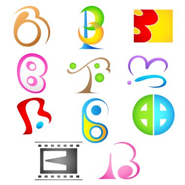 Different Icon with alphabet b clipart