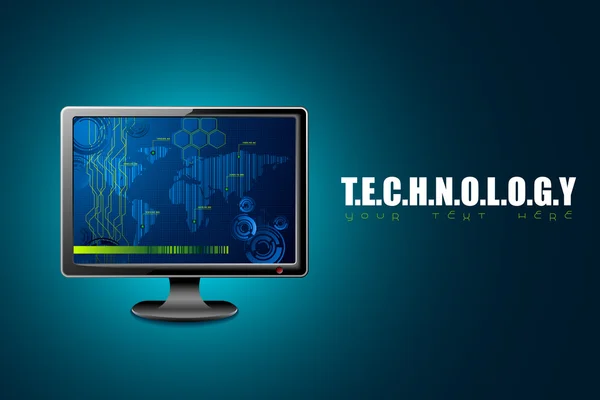 Computador mostrando Tecnologia — Vetor de Stock