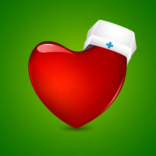 Casquette d'infirmière sur le cœur — Image vectorielle