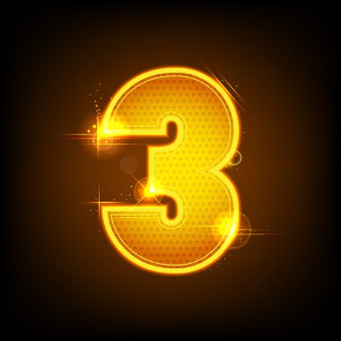 Glowing Number Three clipart