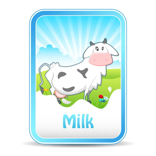 Banner de vaca en la leche — Vector de stock