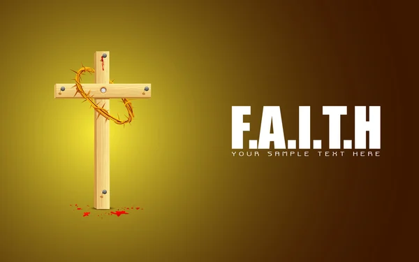 Деревянный крест на фоне веры — стоковый вектор