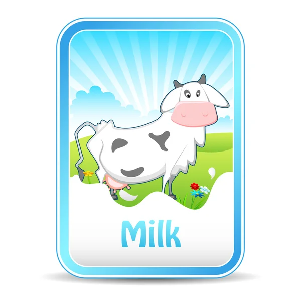 Banner de vaca en la leche — Vector de stock
