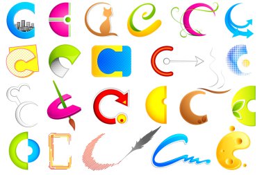 Different Icon with alphabet b clipart