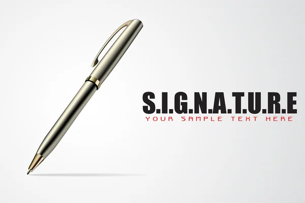 署名の背景のペン — ストックベクタ