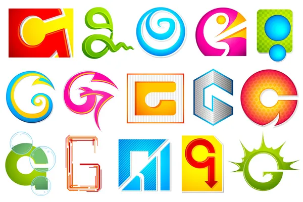 Different Icon with alphabet G — Stock Vector