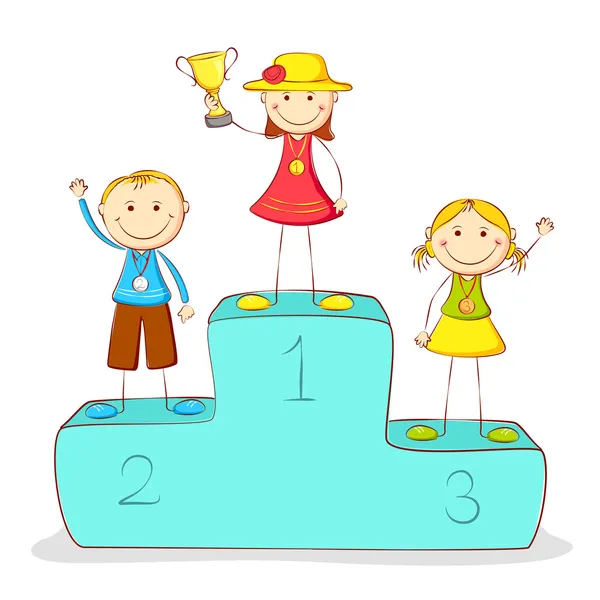 Děti na stupních vítězů vítězství — Stockový vektor