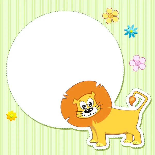 Lion on Baby Card — Stock Vector
