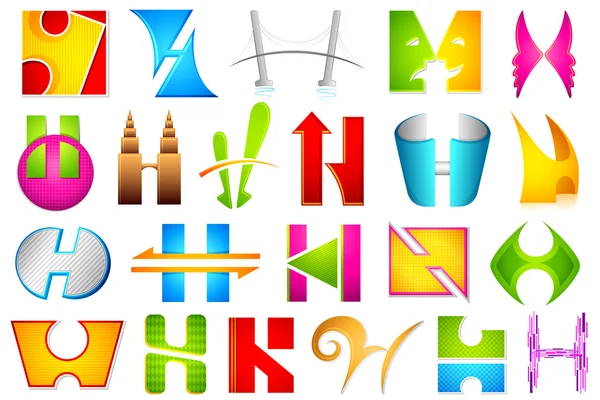 Icono diferente con alfabeto H — Archivo Imágenes Vectoriales