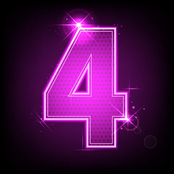 Glowing Number Four — Stock Vector