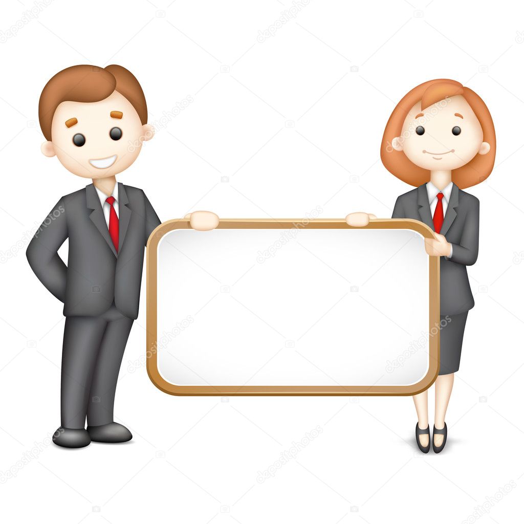 3d Business Man and Woman in Vector