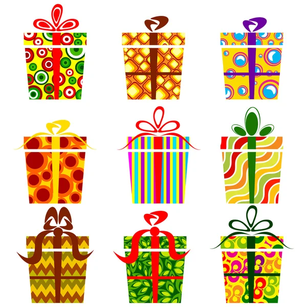 Πολύχρωμα κουτιά δώρων — Διανυσματικό Αρχείο