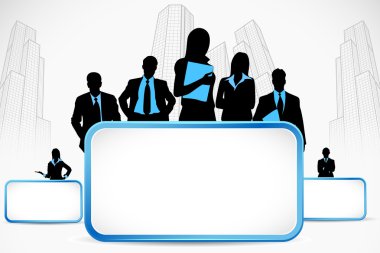 Business standing with Placard clipart