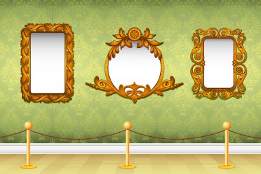 Wooden Photo Frame on Wall clipart