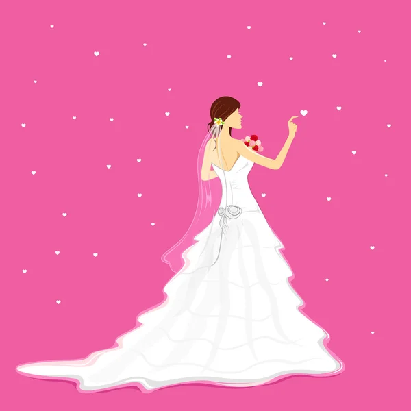 Braut mit Strauß — Stockvektor
