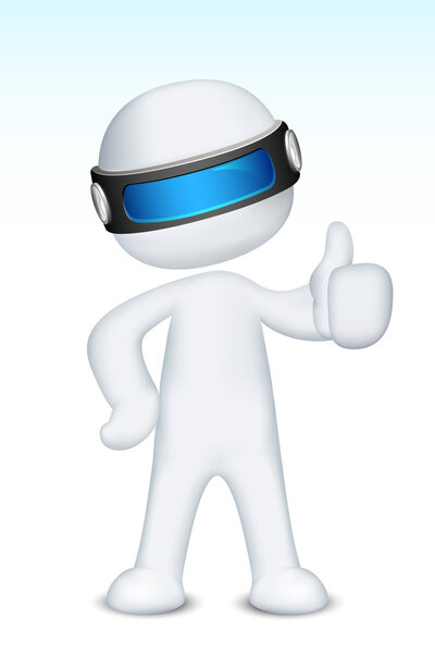 3d Vector Man showing Ok Sign