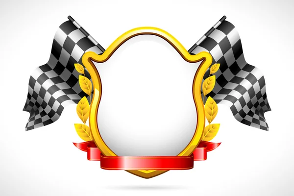 Bandeira de corrida com escudo —  Vetores de Stock