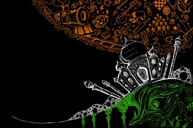 Taj mahal üzerinde üç renkli