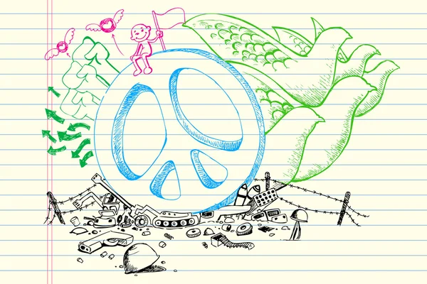 Paix Doodle — Image vectorielle