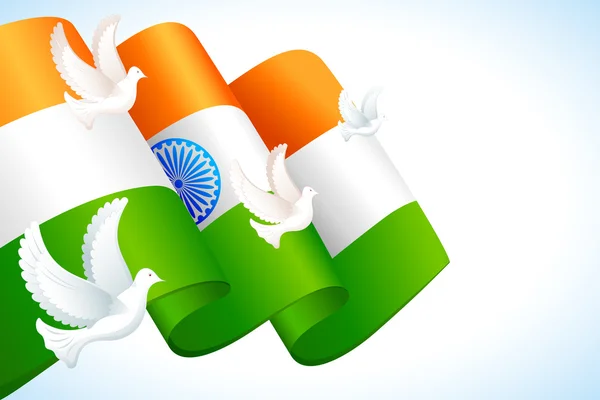 Pomba voando na bandeira indiana —  Vetores de Stock