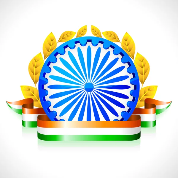 Fita tricolor com roda de Ashok — Vetor de Stock