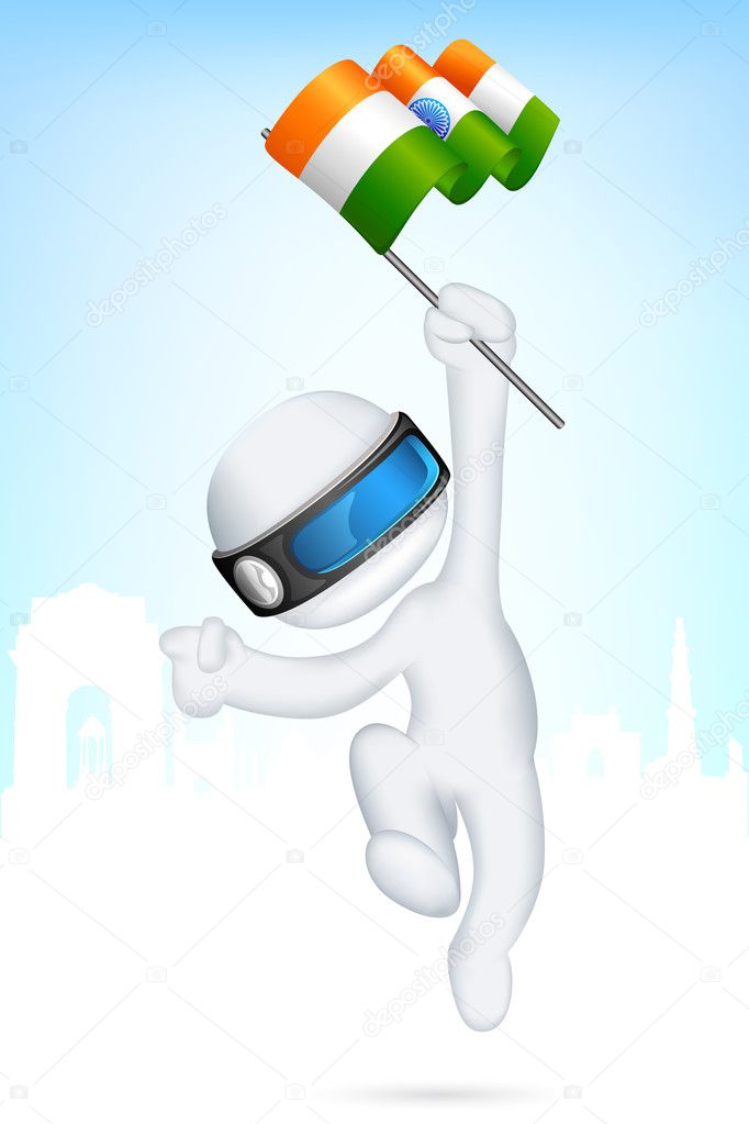 3d Man in Vector with Indian Flag