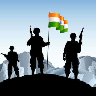 Soldier with Indian Flag clipart