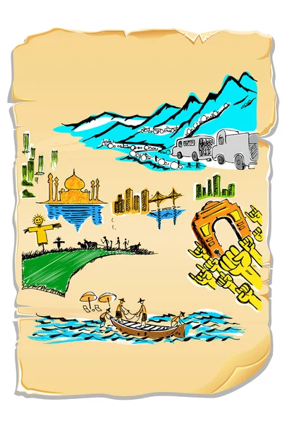 L'Inde en carte postale — Image vectorielle