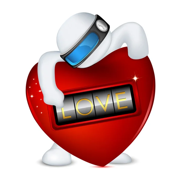 3d homme en vecteur avec Love Lock — Image vectorielle