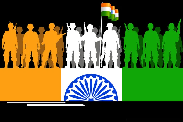 Żołnierz tworząc flagi Indii — Wektor stockowy