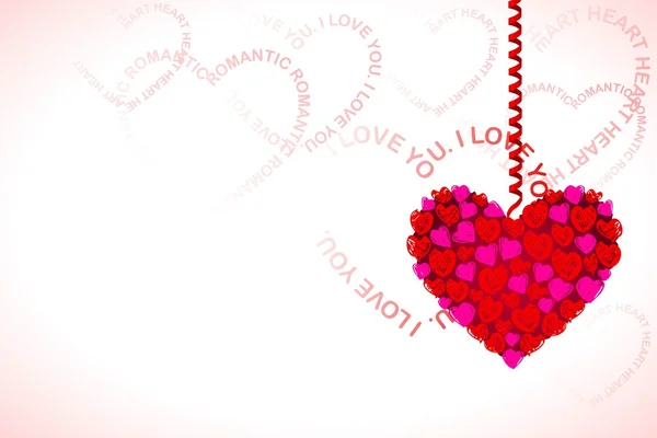 Coeur suspendu sur la carte d'amour — Image vectorielle
