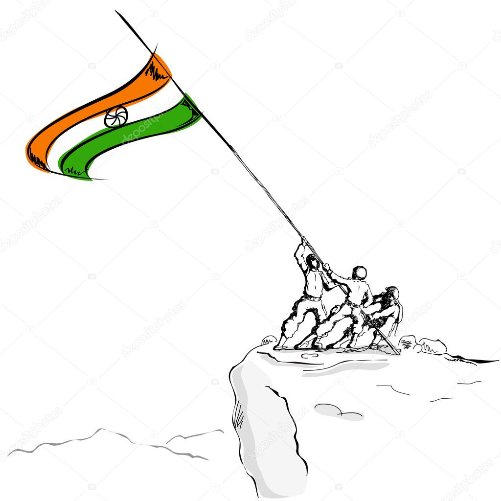 depositphotos 8377841 stock illustration soldier raising indian flag