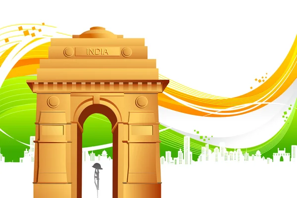 Porte de l'Inde sur fond tricolore — Image vectorielle