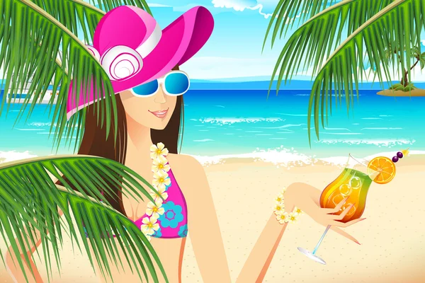 Lady Beach — Stock Vector