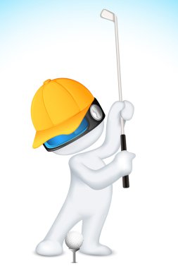 3d Man in Vector playing Golf clipart