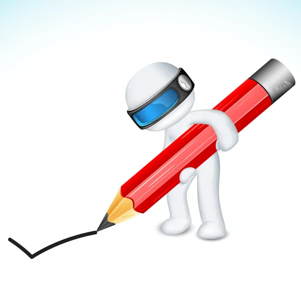 Vektör kalem ile 3D adam — Stok Vektör