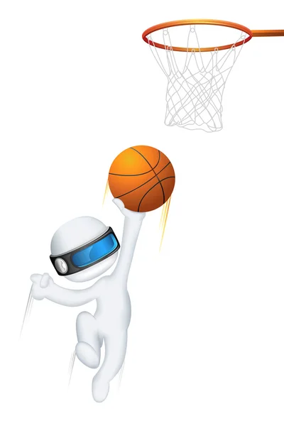 3D άνθρωπος στο άνυσμα που παίζει μπάσκετ — Διανυσματικό Αρχείο