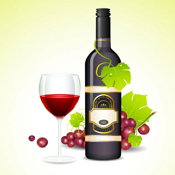 Verre à vin et bouteille — Image vectorielle