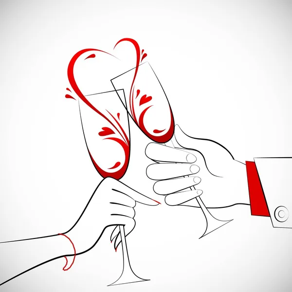 Casal segurando copo de vinho — Vetor de Stock