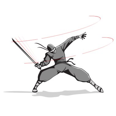 Ninja with Sword clipart