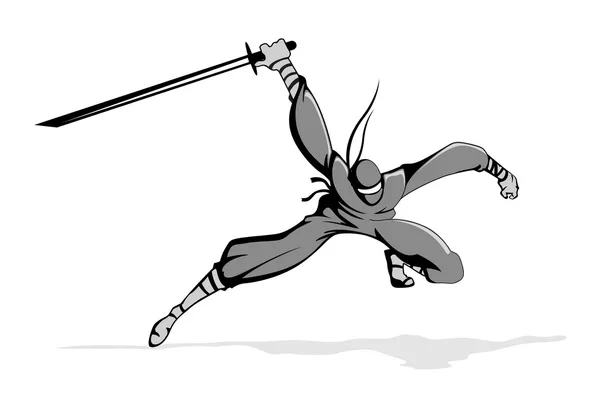 Ninja en action — Image vectorielle