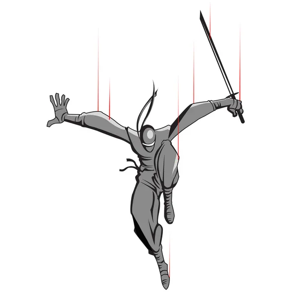 Ninja atacando con Espada — Archivo Imágenes Vectoriales