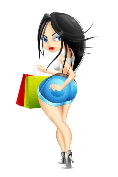 Sexy signora con Shopping Bag — Vettoriale Stock
