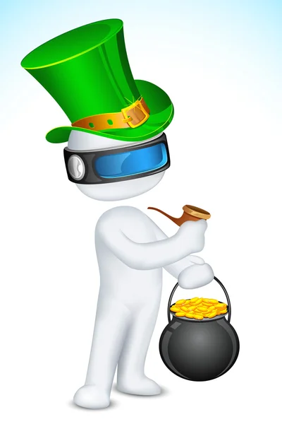 3D άνθρωπος γιορτάζει Saint Patrick ΠΡΩΤΟΧΡΟΝΙΑ — Διανυσματικό Αρχείο