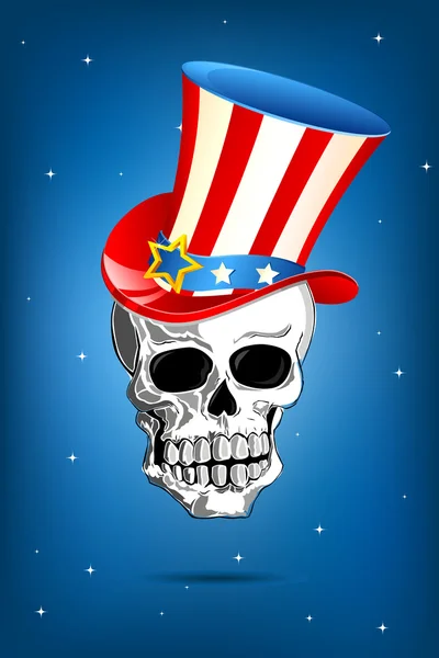 Crânio com chapéu americano — Vetor de Stock