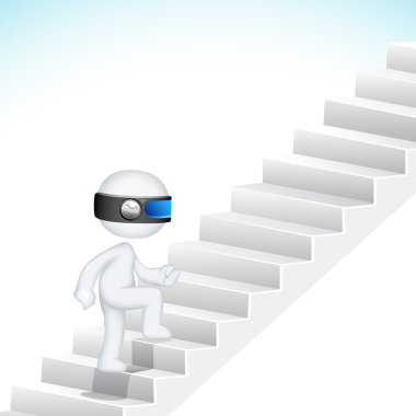3D iş adamı tırmanma merdiveni