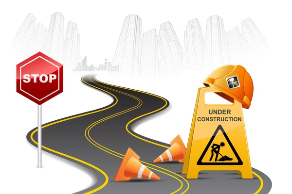 En construcción en carretera — Vector de stock