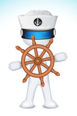 3d Sailor with Steering Wheel clipart