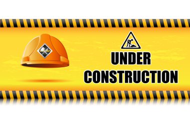 Hard Hat on Under Construction Board clipart